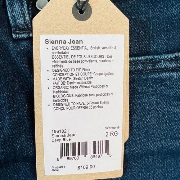 prAna Sienna Jean Deep Blue Stretch Denim Size 2/26 Regular MSRP $109 NEW - Picture 7 of 10